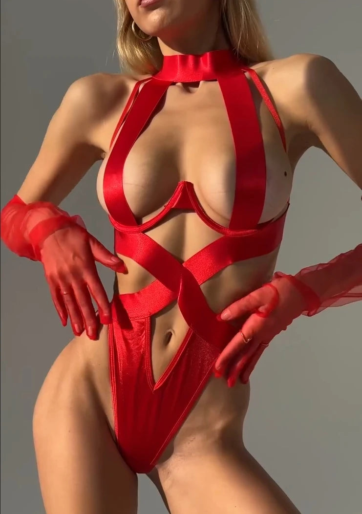 Bandażowe body z chokerem - Pernille