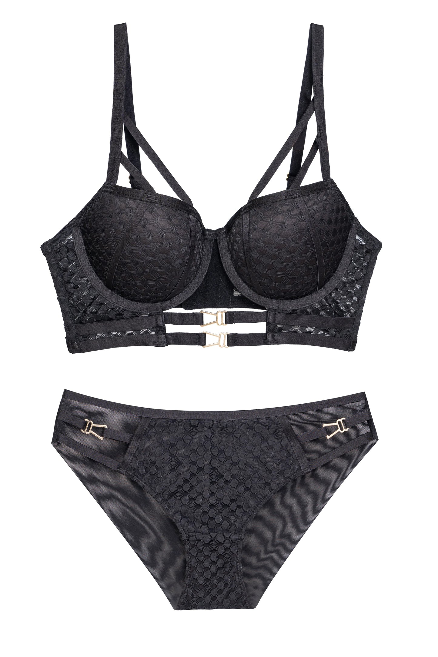 Żakardowy komplet bielizny z ozdobnymi paskami