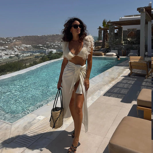 Dwuczęściowy strój kąpielowy z delikatnymi falbanami - Pernille