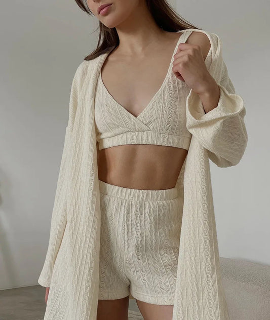 3-częściowy komplet piżamy prążkowanej - Pernille