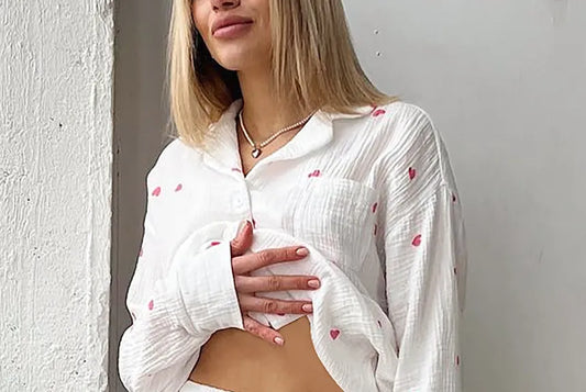Bawełniana Piżama z Motywem Serduszek - Pernille