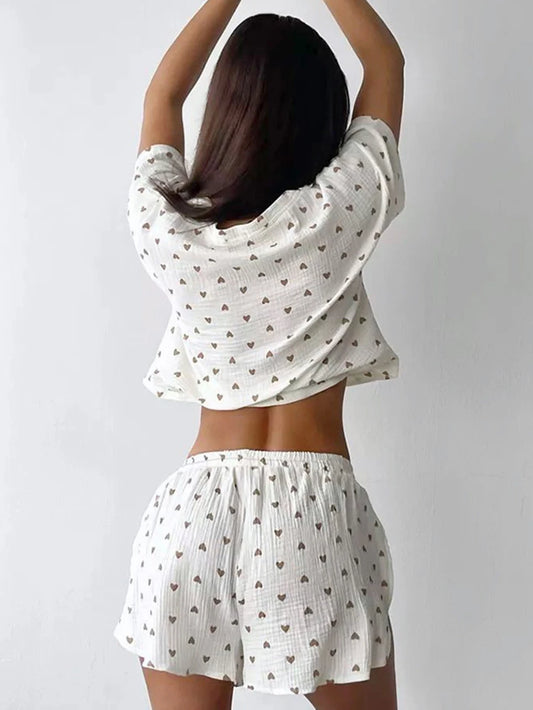 Dwuczęściowy zestaw piżamy nocnej z muślinu - Pernille