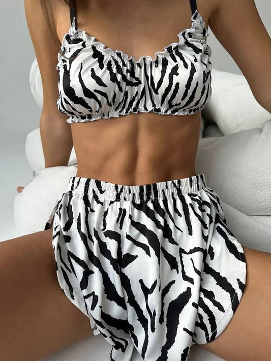 Komplet nocny w zebrę - Pernille