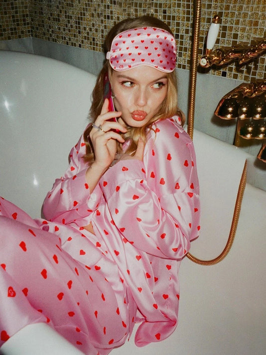 Satynowa piżama w serduszka - Pernille