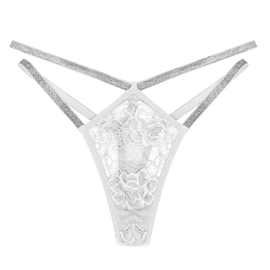 Koronkowe stringi z błyszczącymi paskami - Pernille