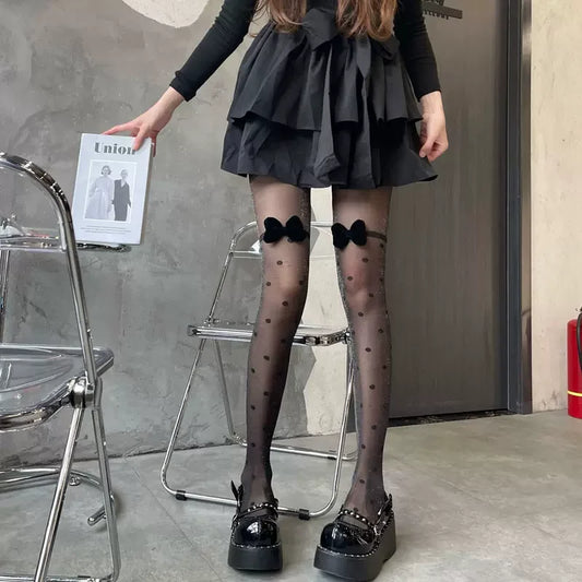 Rajstopy błyszczące z kokardą - Pernille