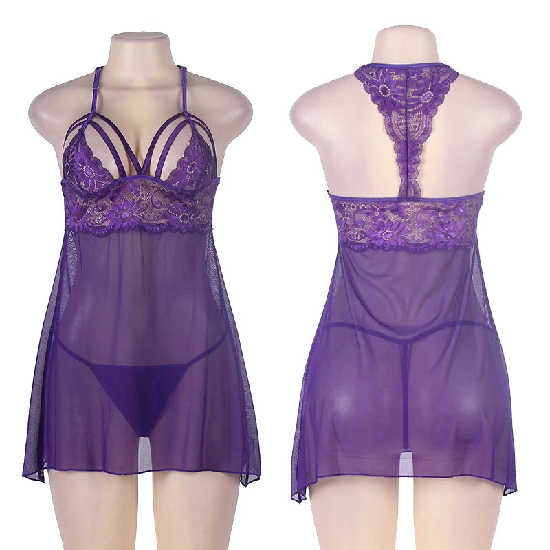 Halka z koronkowym biustonoszem i paskami - Pernille