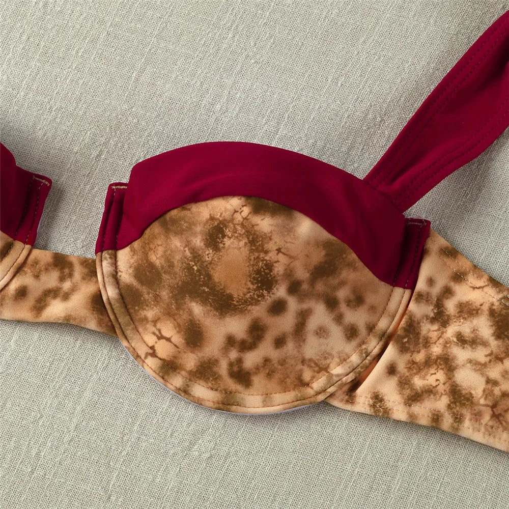 Komplet bikini z usztywnianym biustonoszem w panterkę - Pernille