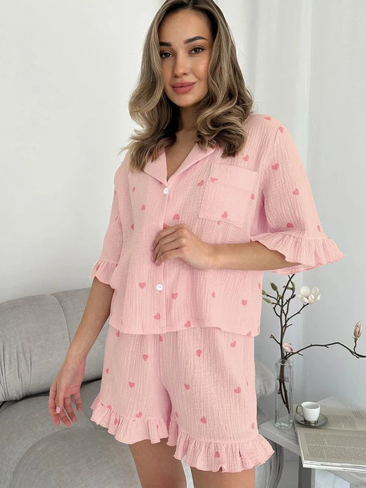 Bawełniana piżama z falbankami - Pernille