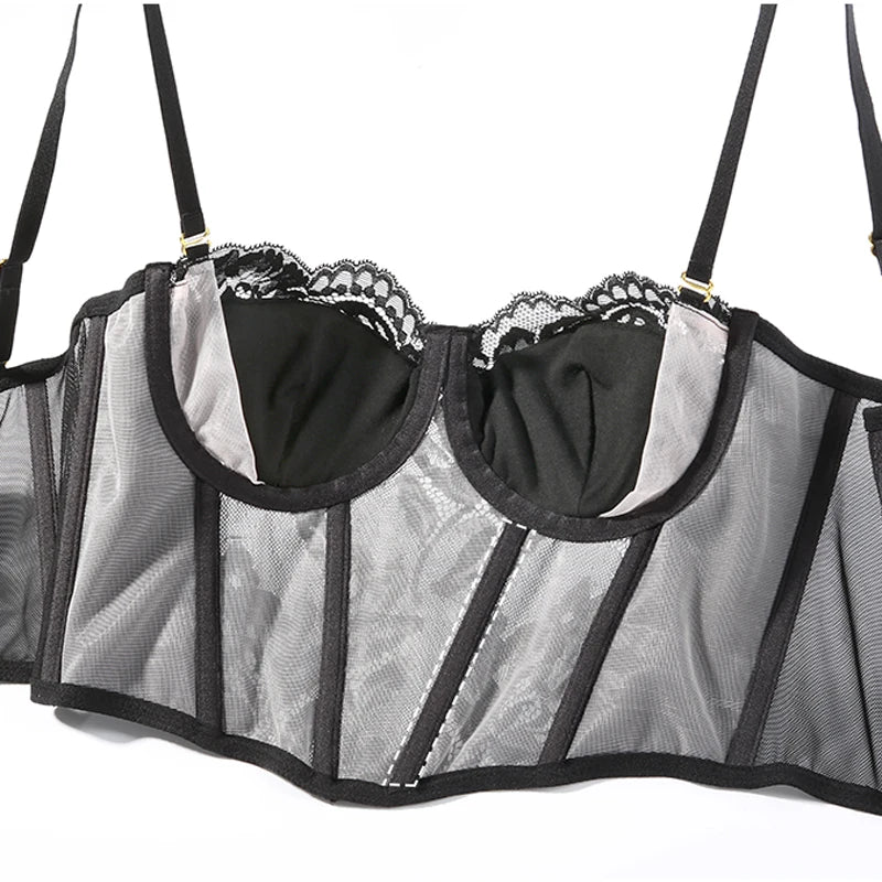 Koronkowy gorset z satyny - Pernille