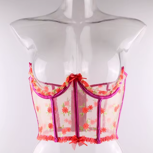 Gorset z koronkami i haftami - Pernille