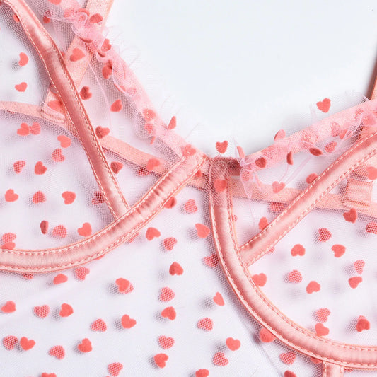 Prześwitujące body w serduszka - Pernille