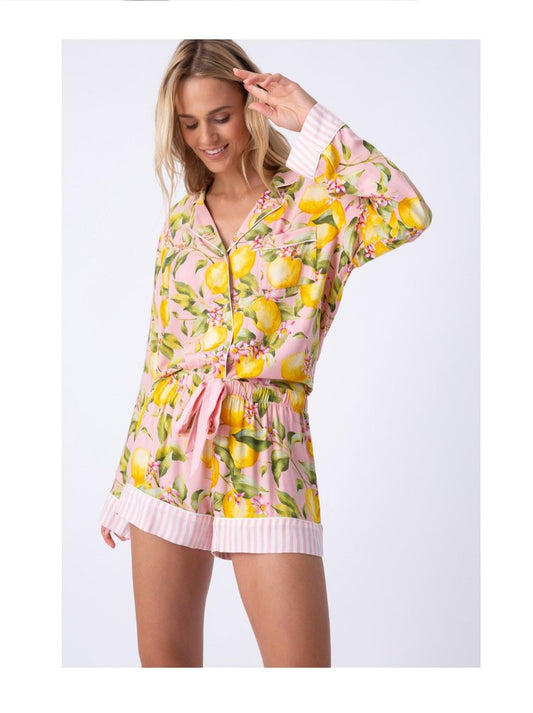 Różowa Piżama w Cytryny - Pernille