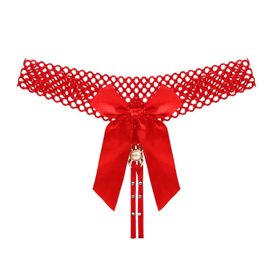 Stringi z kokardą i cyrkoniami - Pernille