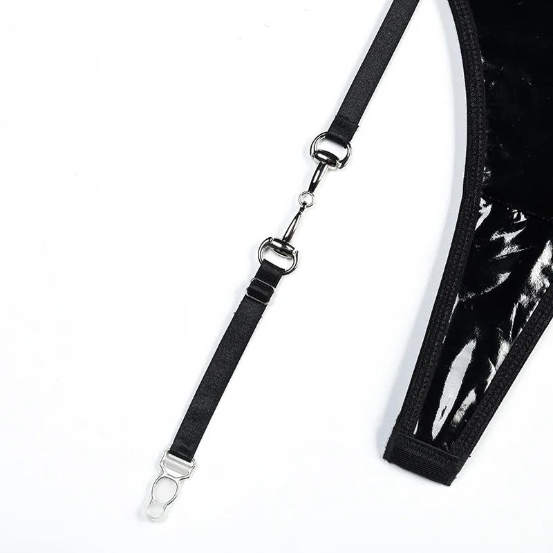 Lateksowe Body z Pończochowymi Paskami