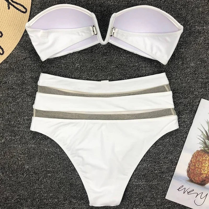 Dwuczęściowe Bikini Bandeau z Przezroczystymi Wstawkami