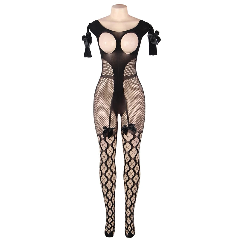 Zmysłowe bodystocking z siateczki Plus Size - Pernille