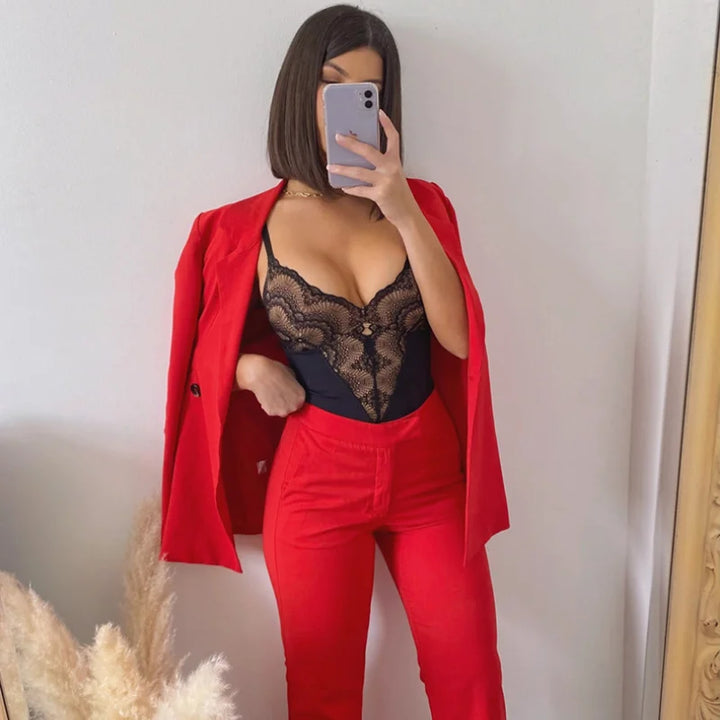 Gładkie body z koronką plus size - Pernille