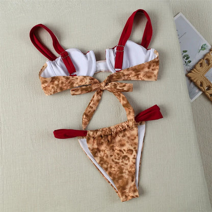 Komplet bikini z usztywnianym biustonoszem w panterkę - Pernille