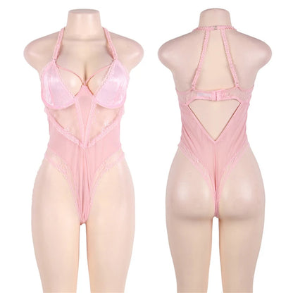 Różowe Body Koronkowe Plus Size - Pernille