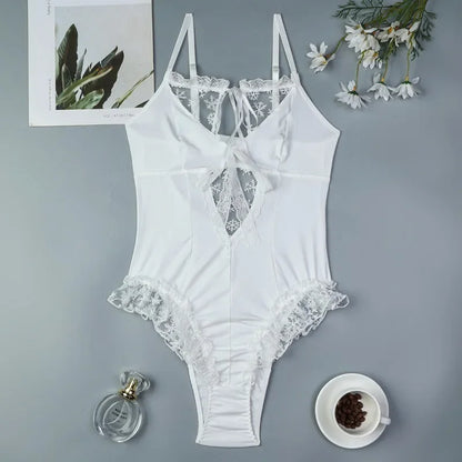 Toucheart Sexy Lace Up Hollow Out Jumpsuit For Women Snowflake Print Patchwork Mesh See-Through Sexy Sling Backless Jumpsuit New - Pernille